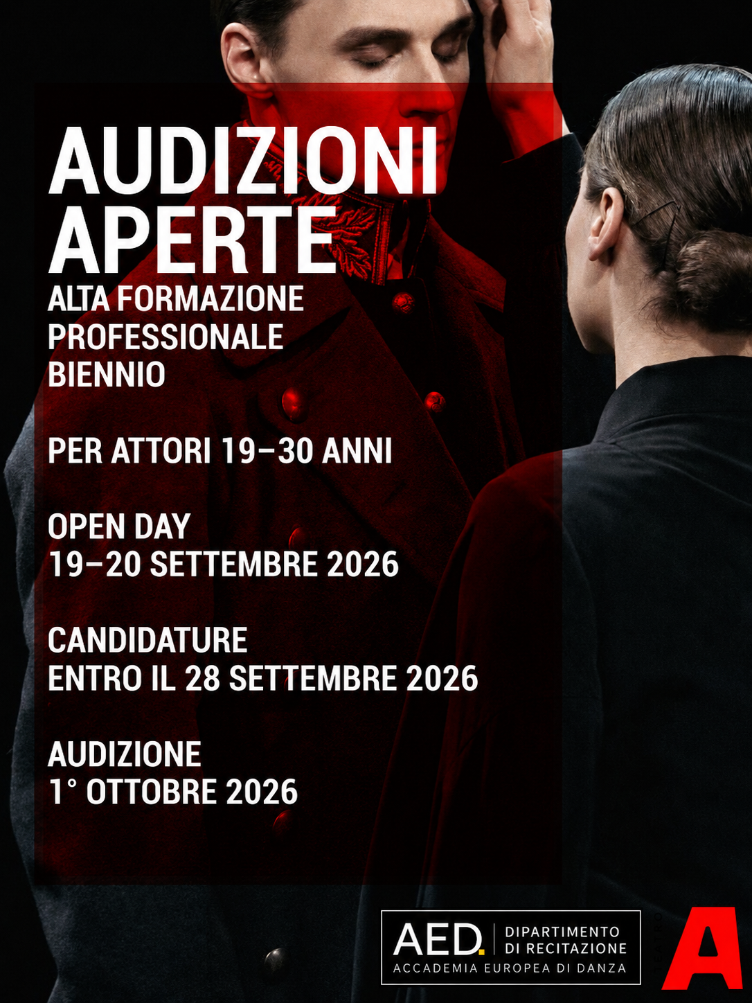 Audizioni aperte per il Dipartimento di Recitazione – Accademia Europea di Danza (2026/2027) | Scuola di recitazione a Roma